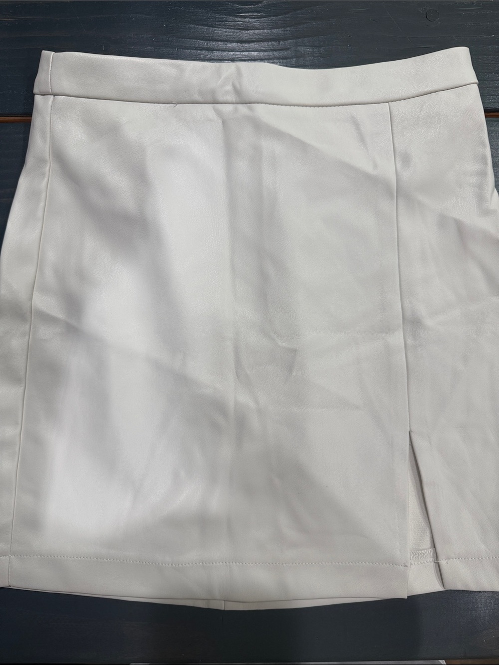 Abercrombie & Fitch Cream Vegan Leather Mini Skirt